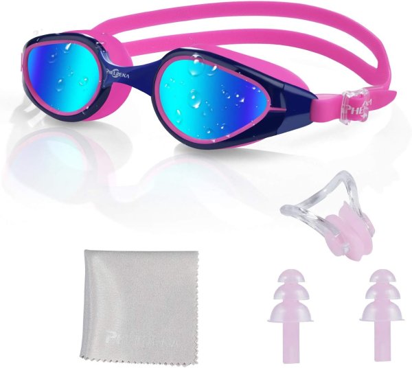 PHELRENA Swim Goggles Anti-Fog UV Protection