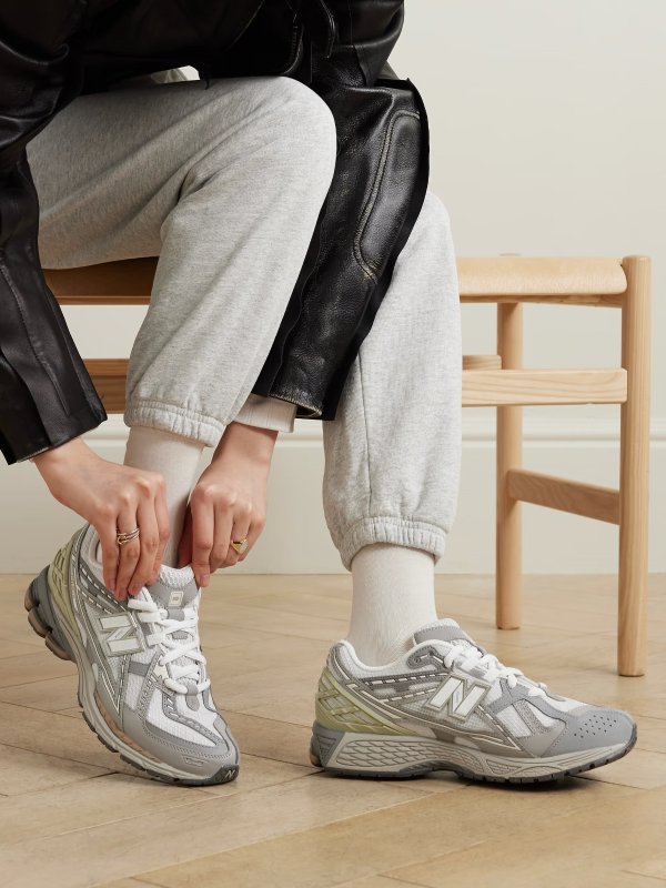 1906 rubber-trimmed faux leather and mesh sneakers | NET-A-PORTER