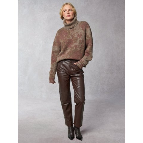 Chocolate Leather Pants Mid-Rise Straight Cut