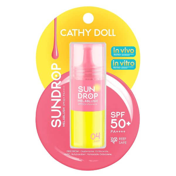 Cathy Doll SUNDROP MELABLUSH Sunscreen Blush SPF50+ PA++++ #04 GUAVA 6g