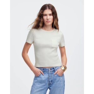 Madewell 罗纹圆领口袋T恤 