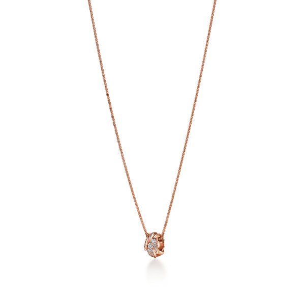 Tiffany & Co 18K Rose Gold Diamond Bird Pendant