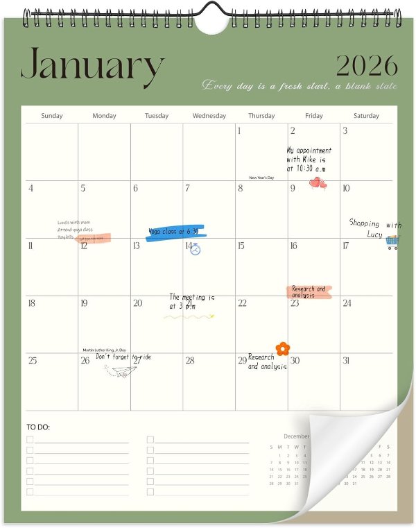Thboxes 18-Month Wall Calendar 2026-2027 Large 14.5x11.8 Inch