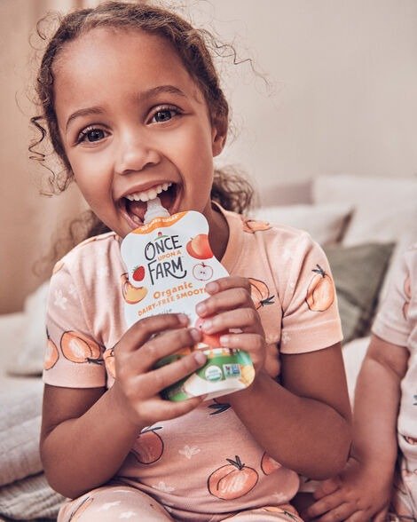 Organic Cotton Toddler Girl Pajamas Peach Print