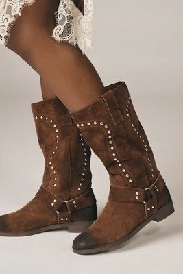 Suede Studded Western Boots
