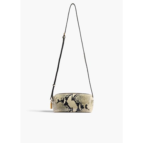 KhaiteCalfskin Python-Etched Mini Crossbody Bag