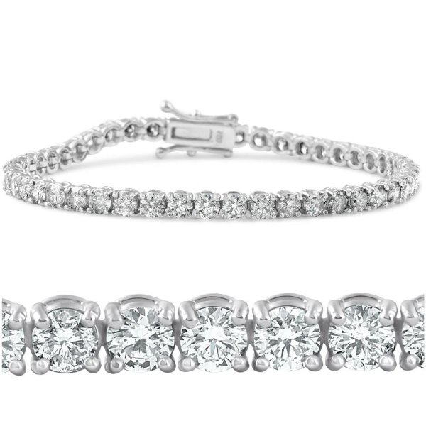 14K White Gold Round Diamond Tennis Bracelet 7 Ct