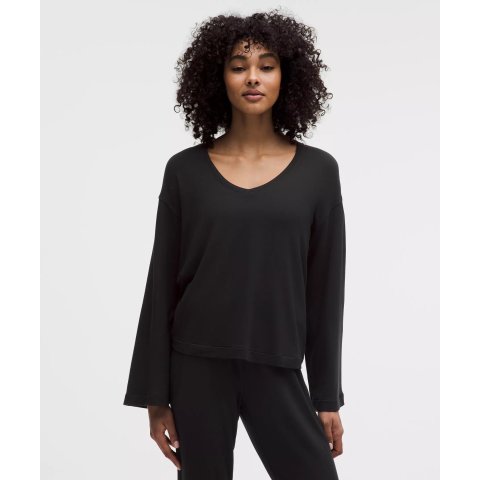 BeCalm V领喇叭袖衬衫