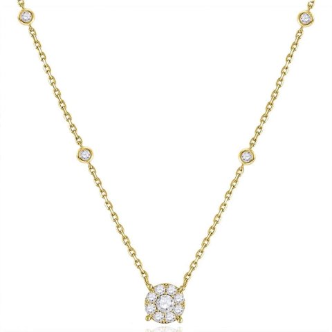 10K金天然钻石项链 18英寸