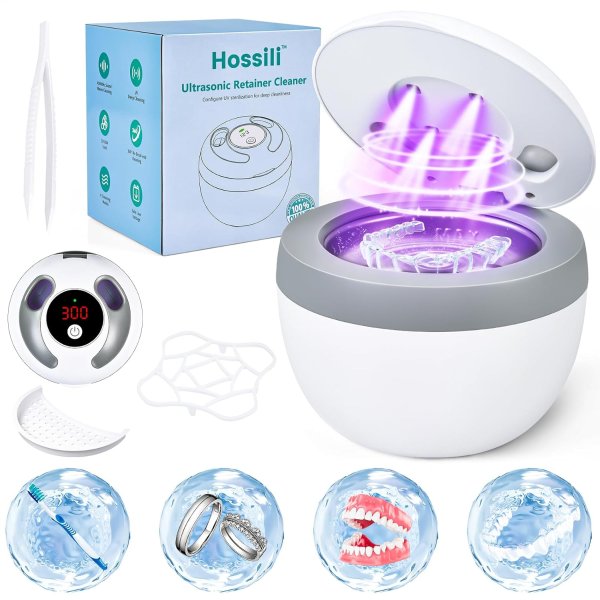 Hossili Ultrasonic Retainer Cleaner 4 Wash Modes