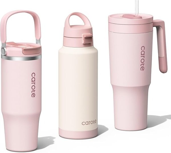 Insulated Stainless Steel Water Bottles 3-Pack 32/40oz Peach