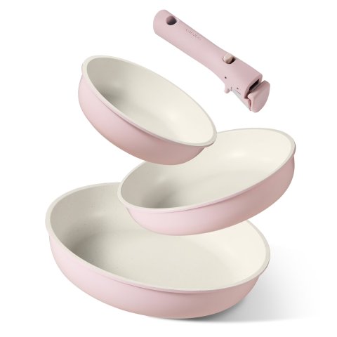 Carote 4件装可拆手柄粉色不粘锅套装