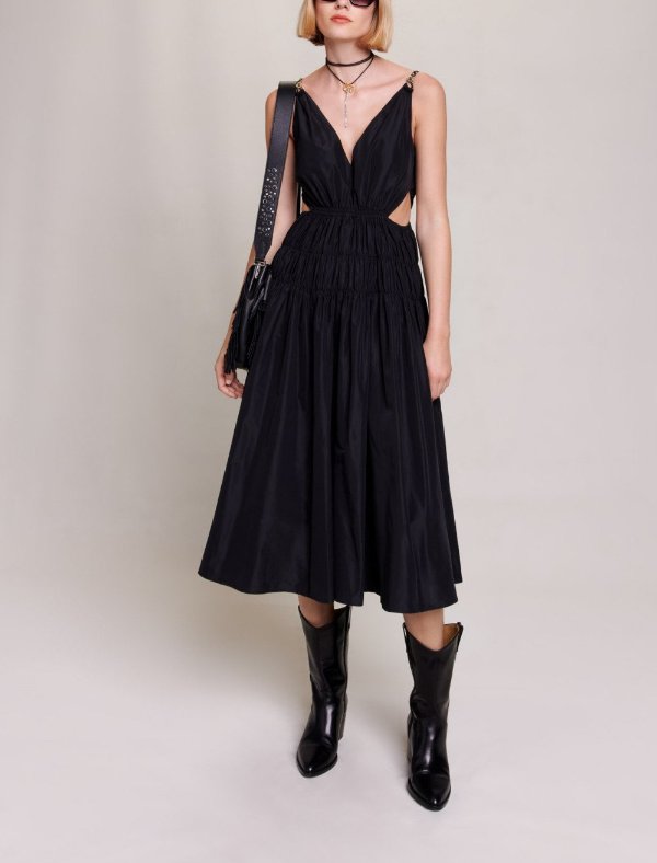 Taffeta dress with cut-out at the waist