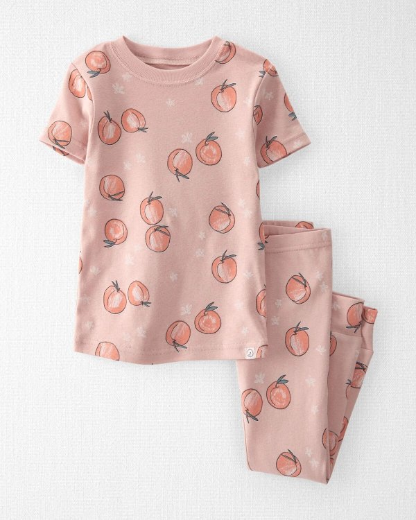 Organic Cotton Toddler Girl Pajamas Peach Print