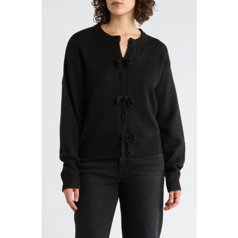 蝴蝶结扣 开衫羊毛衫