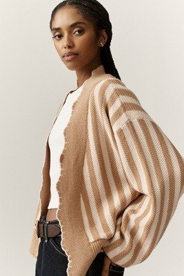 Anthropologie Waffle-Knit Cardigan Sweater