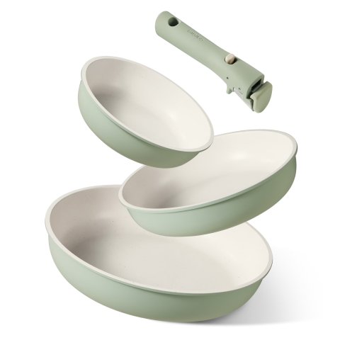 Carote 可拆手柄不粘锅具套装 4件 绿色