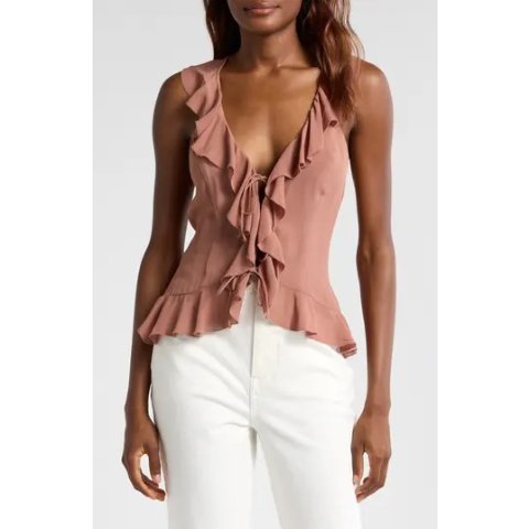 Paulette 荷叶边系带背心