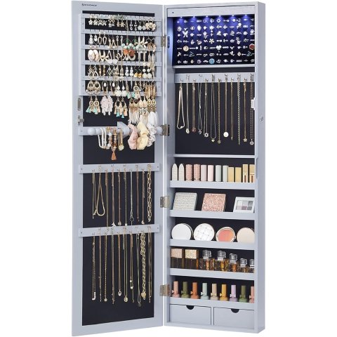 SONGMICS 灰色镜面首饰柜 47.2英寸