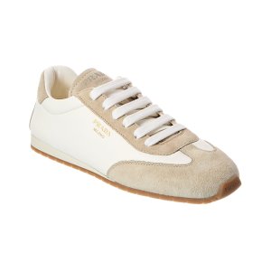 Prada Logo 皮革麂皮运动鞋