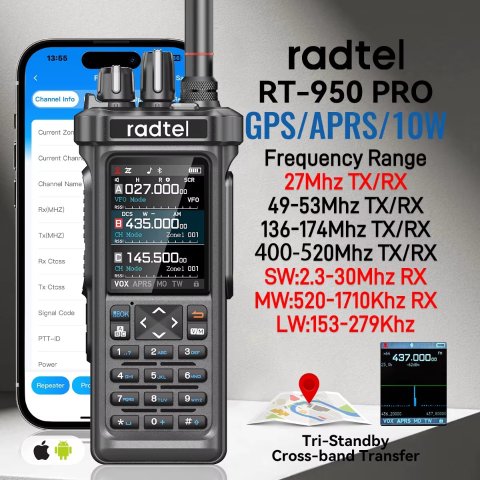 Radtel RT-950PRO Walkie Talkie Bluetooth 10W
