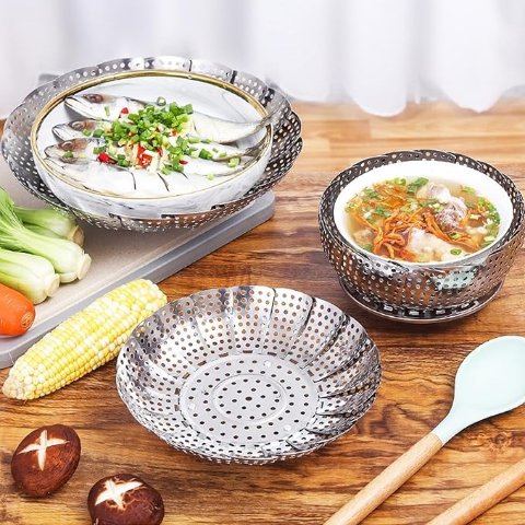 不锈钢折叠蒸菜篮 小号