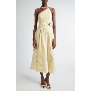 Zimmermann Cascadian 条纹亚麻连衣裙