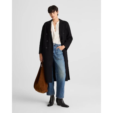 双面磨毛长款大衣