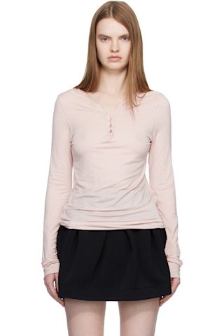 Pink Tencel Long Sleeve Henley
