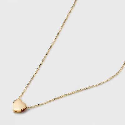 14K Gold Plated Heart Slider Pendant Necklace - A New Day™ Gold