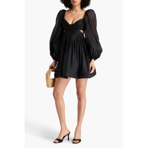 Harmony 真丝亚麻拼接连衣裙