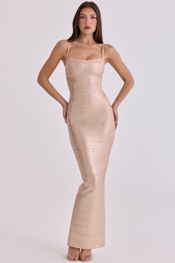House of CB Champagne Bandage Maxi Dress Limited Edition