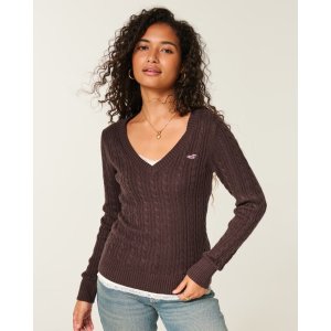 Hollister V领麻花针织卫衣