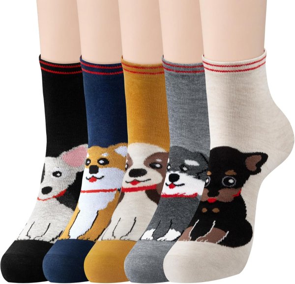 Chalier Women’s Cat Dog Print Socks