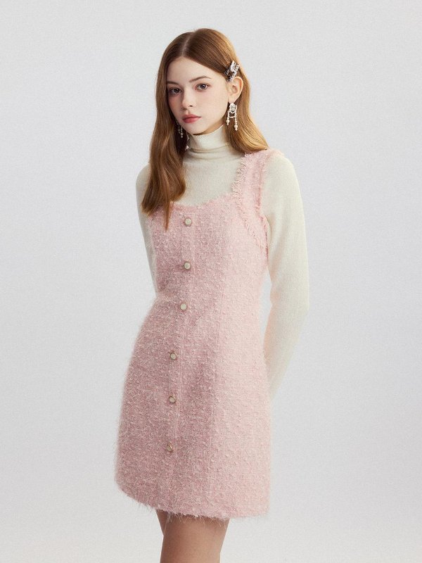 Tweed Mini Dress Powder Pink