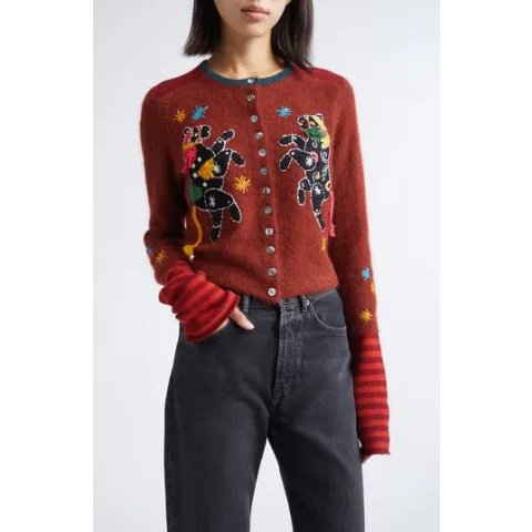 马年羊驼毛短款开衫