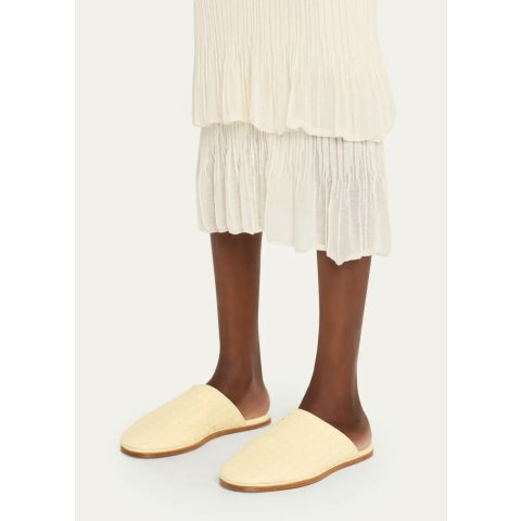 Intrecciato Woven Leather Mule Slippers