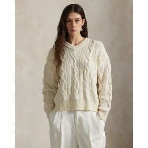 Ralph Lauren Cable-Knit 羊毛羊绒 V领毛衣