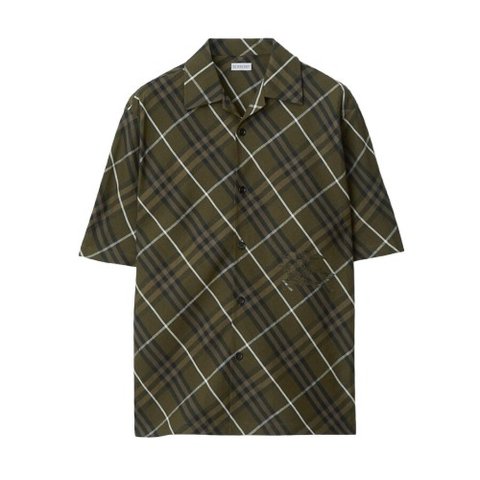 Burberryw/code "CLR40"Men’s Check Linen Shirt