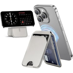 Mag-Safe 真皮磁吸手机卡包 灰色