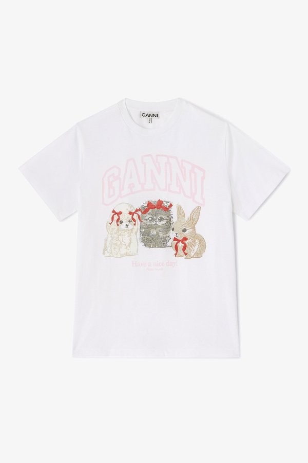 White Animals Print T-shirt