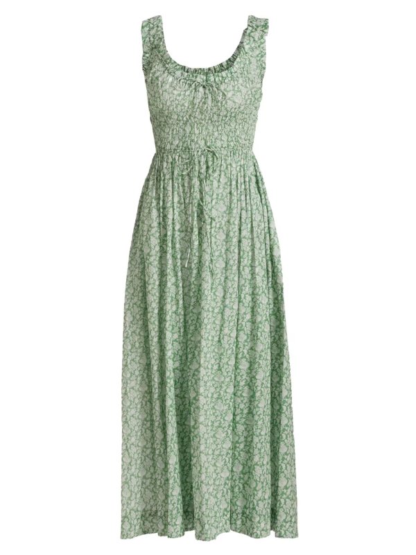 Emmaretta Floral Cotton Tie-Waist Dress