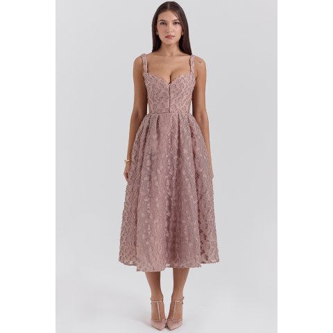 House of CB Rose Jacquard Sweetheart Neckline Midi Dress
