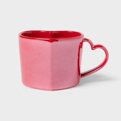 Spritz Stoneware Heart Handle Mug 8oz Red