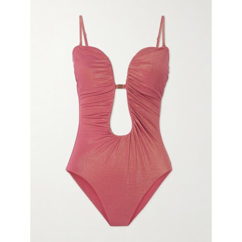 Rhiannon 金属色无肩泳衣