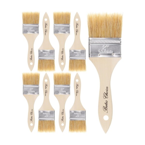 Bates 2 Inch Paint Brushes 9 Pack Natural Bristle