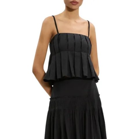 Box Pleat Babydoll 迷你吊带上衣