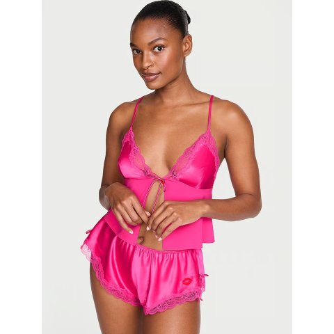 Tease 缎面雪纺吊带睡衣套装