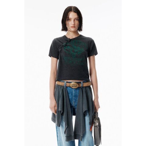 Alexander WangBlack Burnout Sheer Jersey Tee