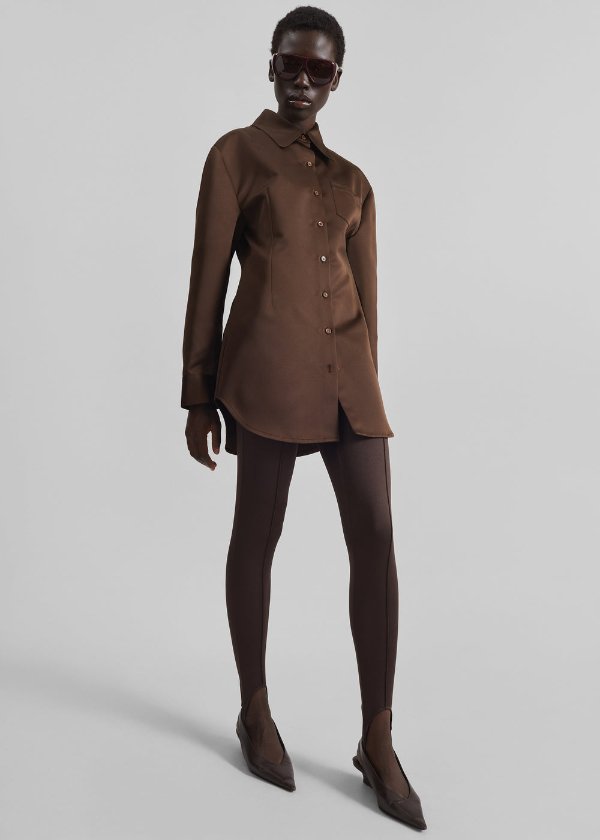 Akita Satin Cinched Shirt Dress